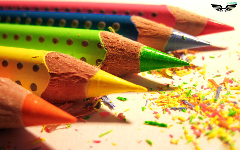 Colorful Pencils with Shavings — Yellow