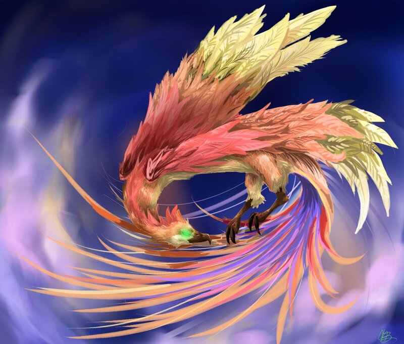 Colorful Phoenix Bird — Blue, Dramatic