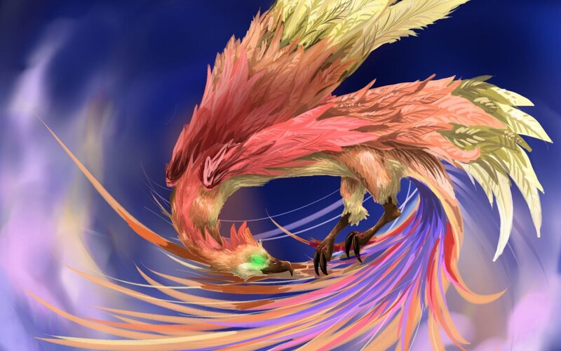 Colorful Phoenix Bird — Blue