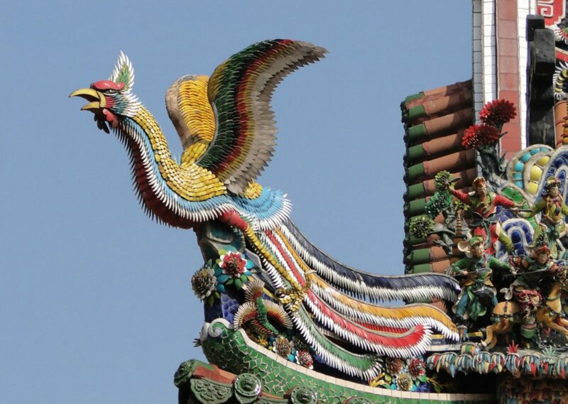 Colorful Phoenix Sculpture — Blue