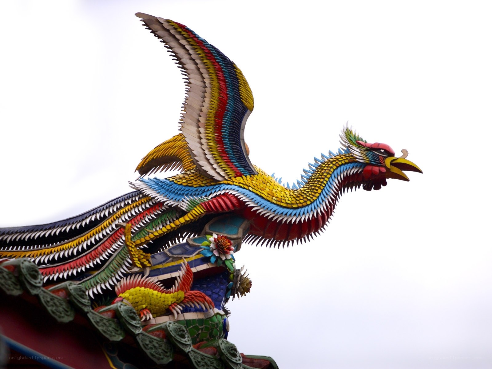 Colorful phoenix sculpture