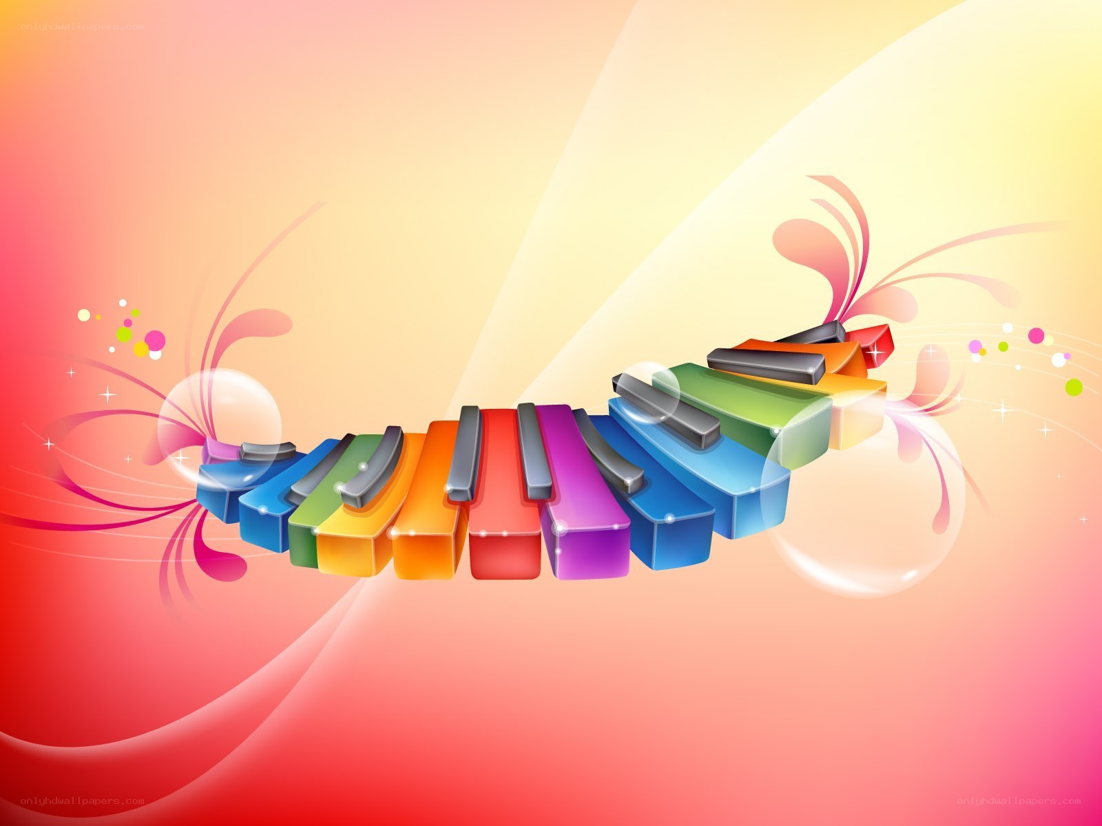 Colorful piano keys background