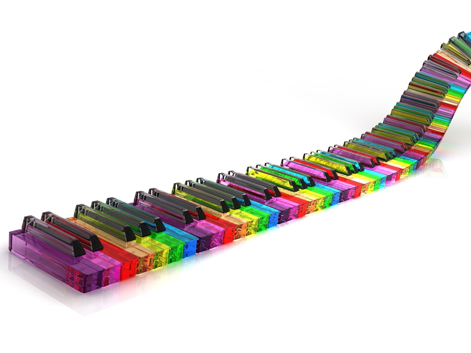 Colorful piano keys in rainbow