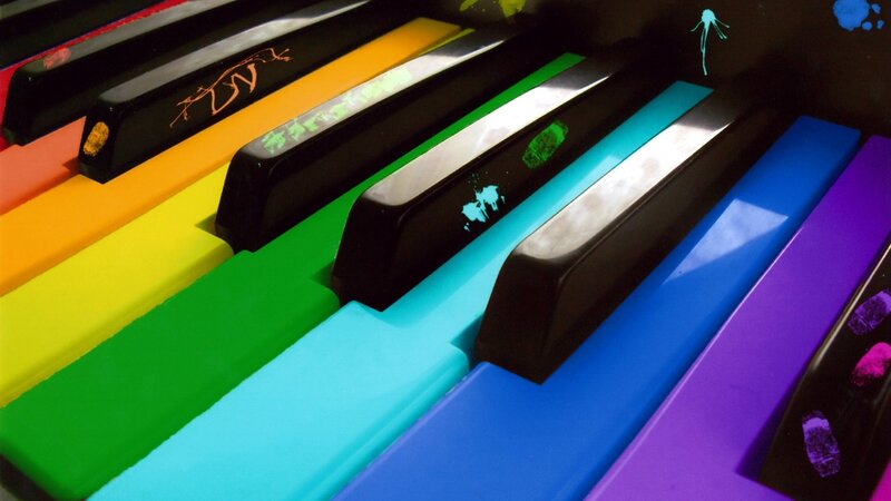 Colorful Piano Keys — Rainbow, Vibrant, Digital Art
