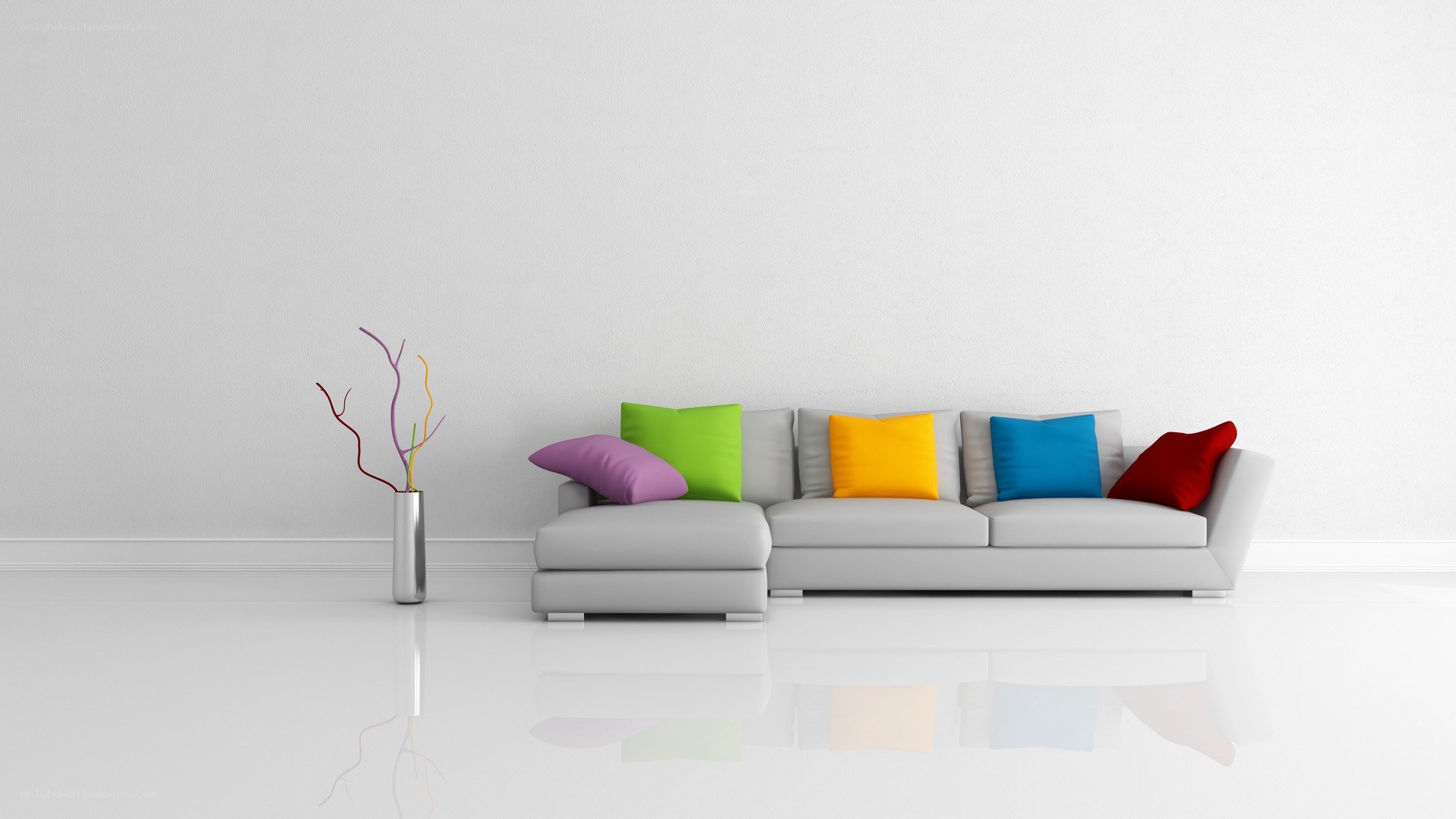 Colorful pillows on a modern sofa