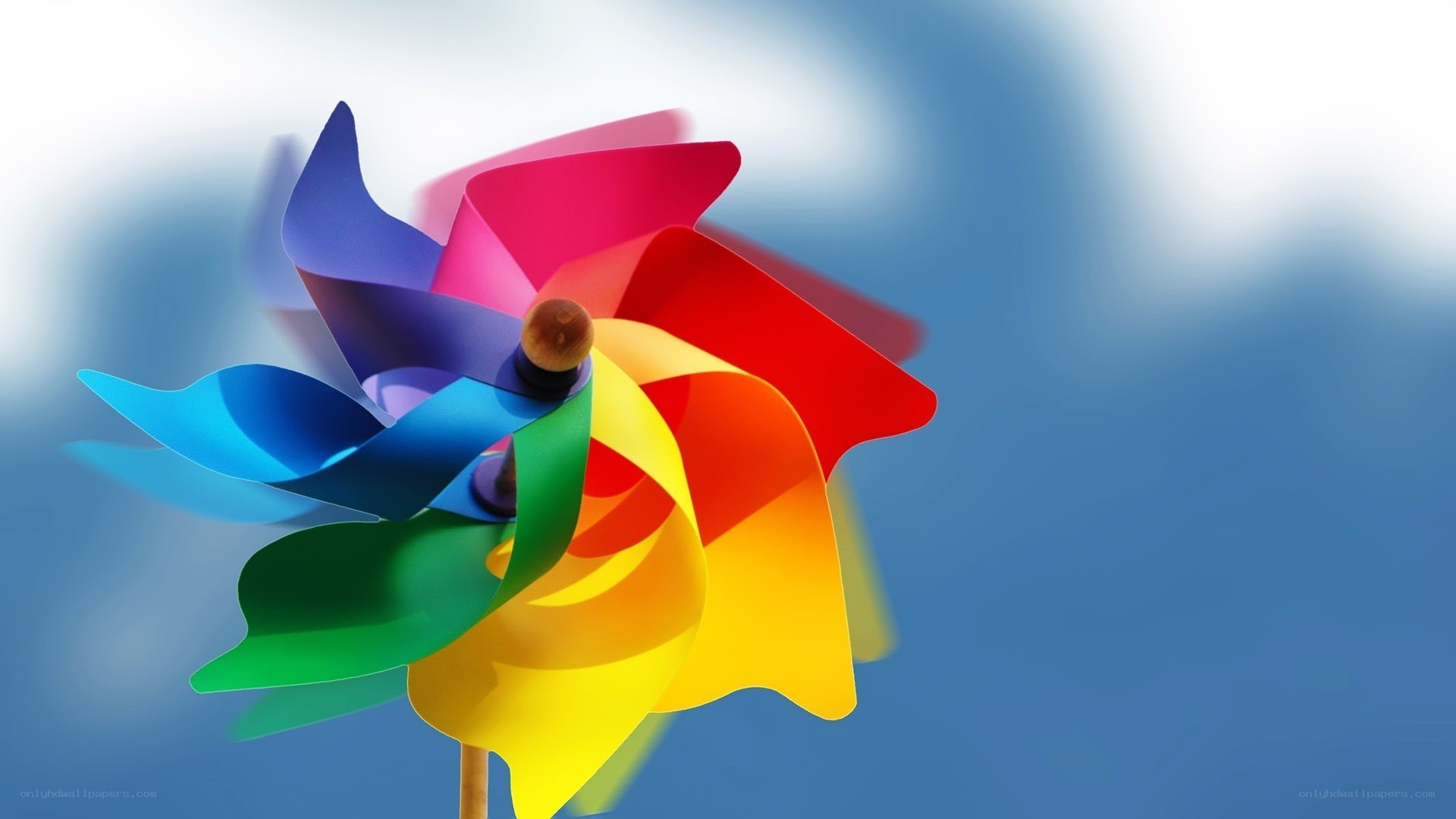 Colorful pinwheel spinning