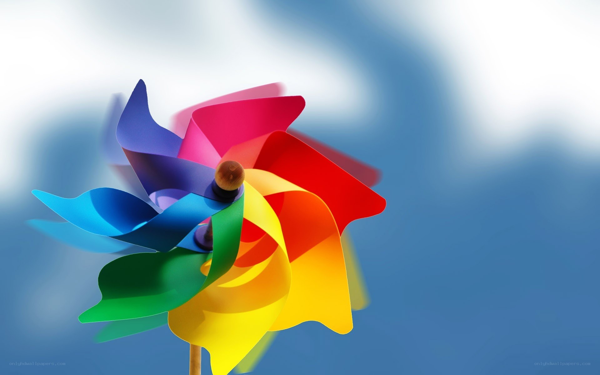 Colorful pinwheel spinning