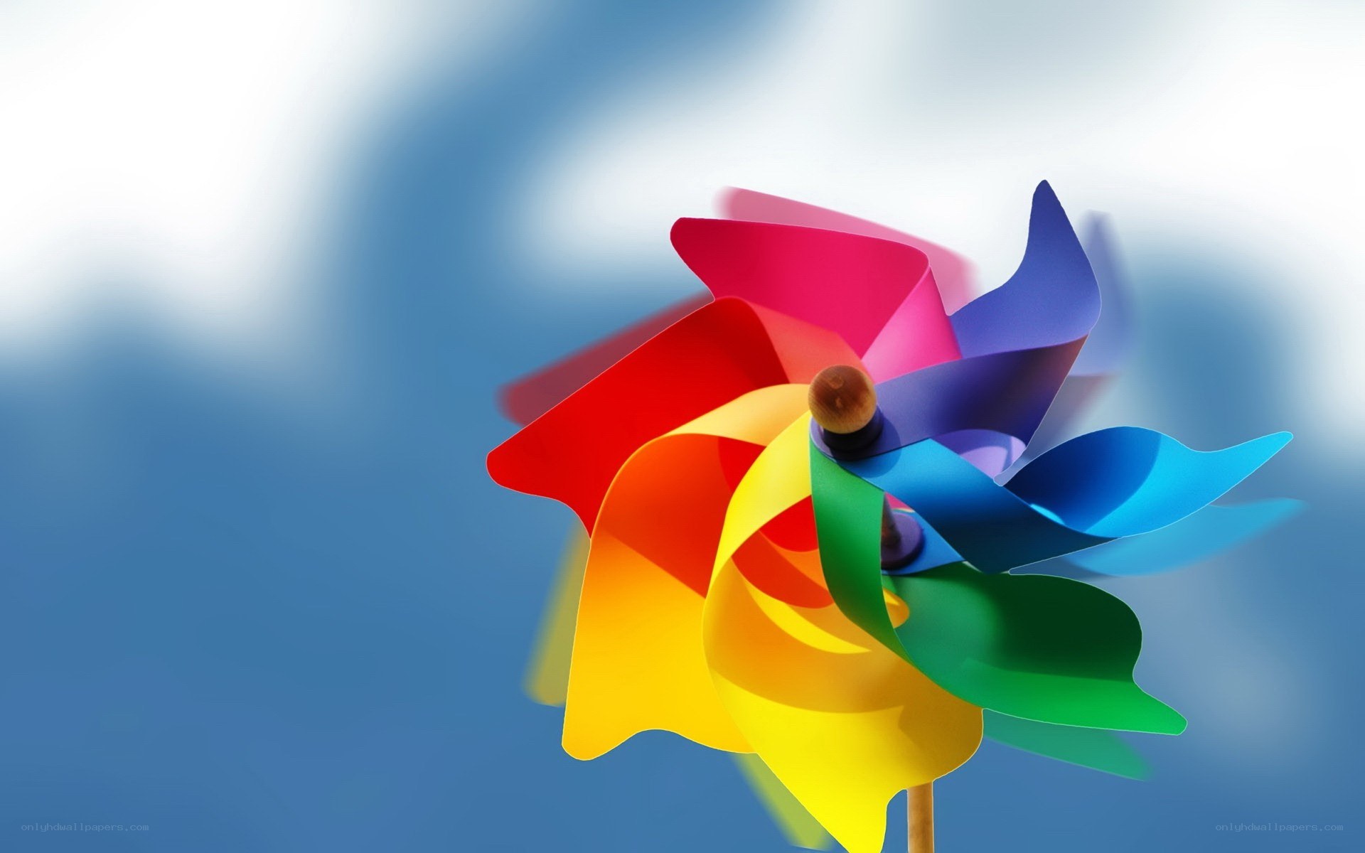 Colorful pinwheel spinning