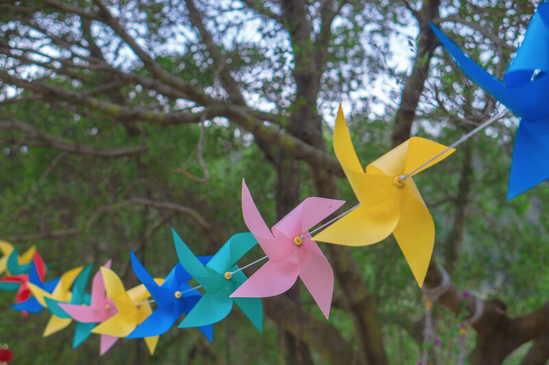 Colorful Pinwheels on String