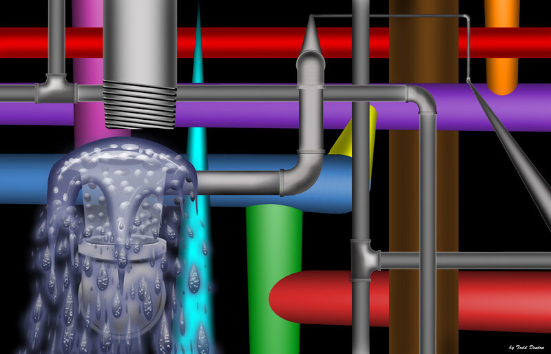 Colorful Pipes and Water