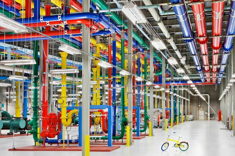 Colorful Pipes in Warehouse