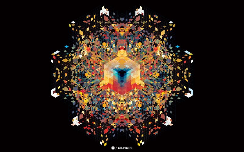 Colorful pixel art mandala