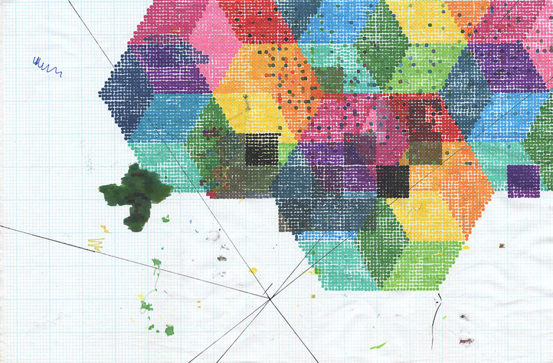 colorful pixel art on graph paper