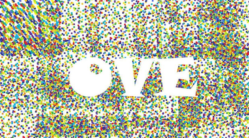 colorful pixel art with love text