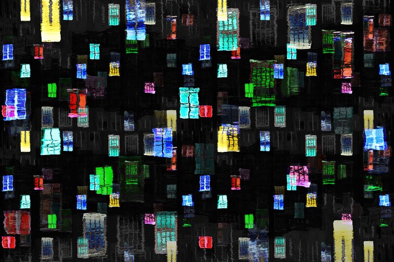 Colorful Pixel Blocks — Black