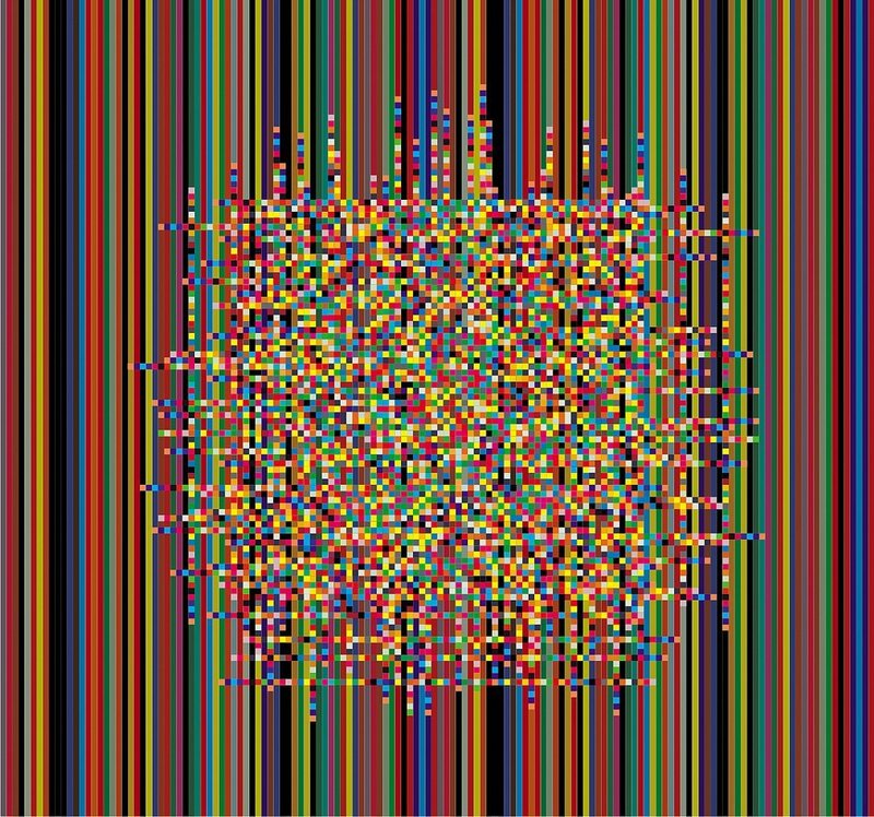 Colorful Pixel Grid — Black