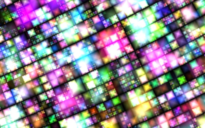Colorful Pixel Grid — Purple, Vibrant, Digital Art