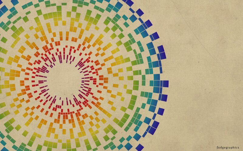 colorful pixel spiral