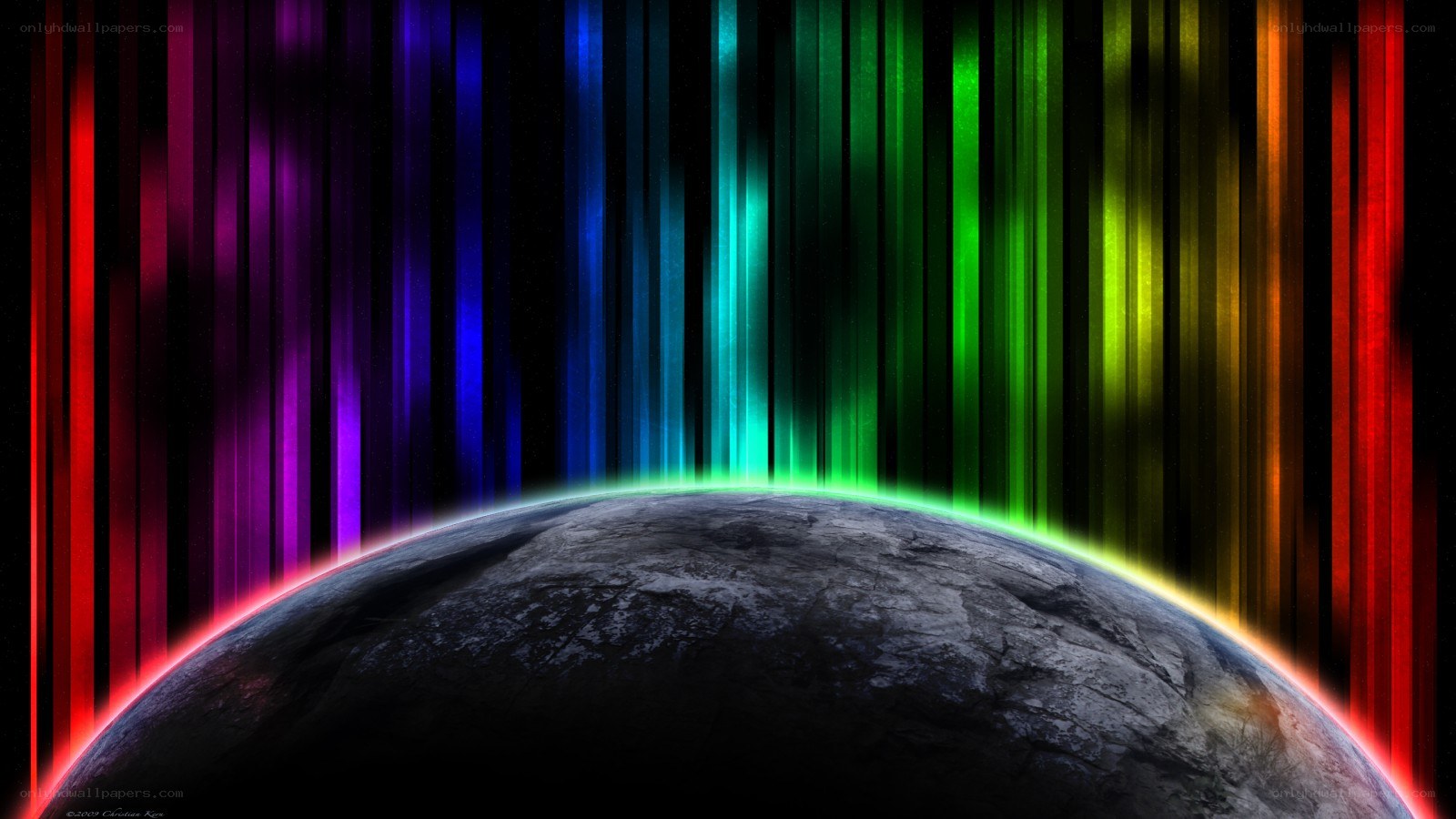 Colorful planet aurora