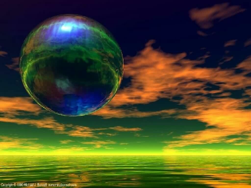Colorful planet over ocean