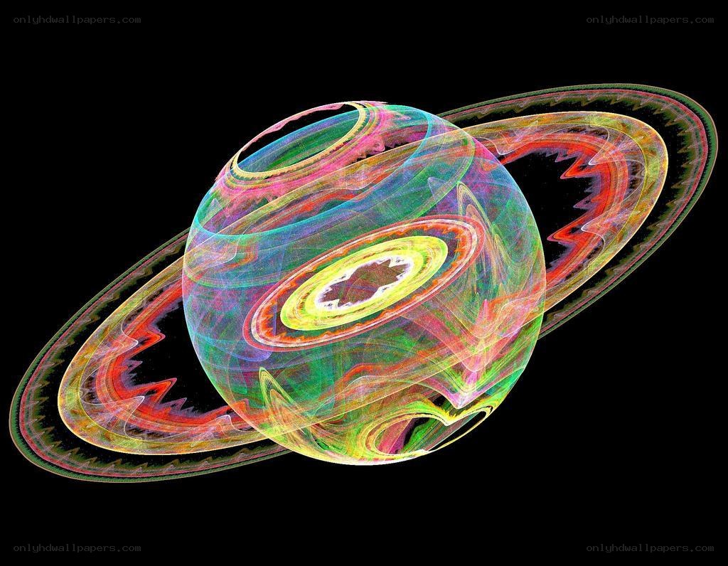 colorful planet with rings