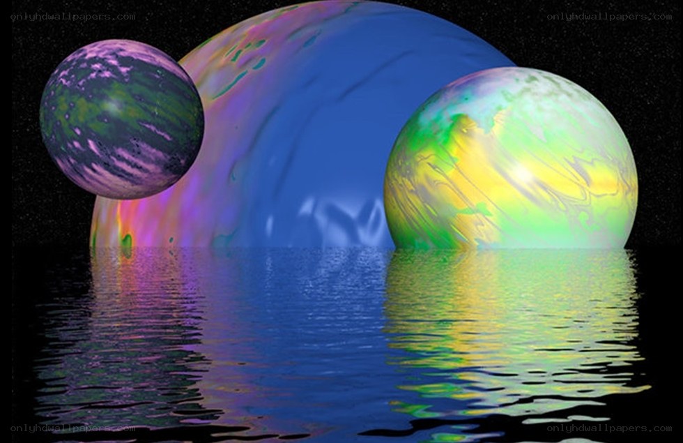 Colorful planets in space