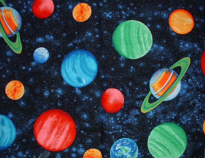 Colorful planets in space