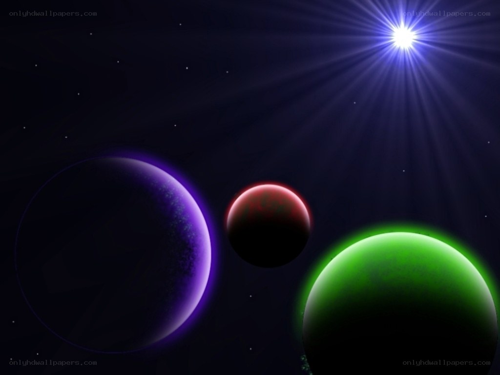 Colorful planets in space