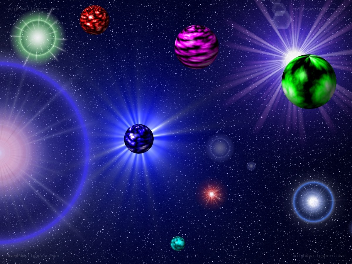 Colorful planets in space