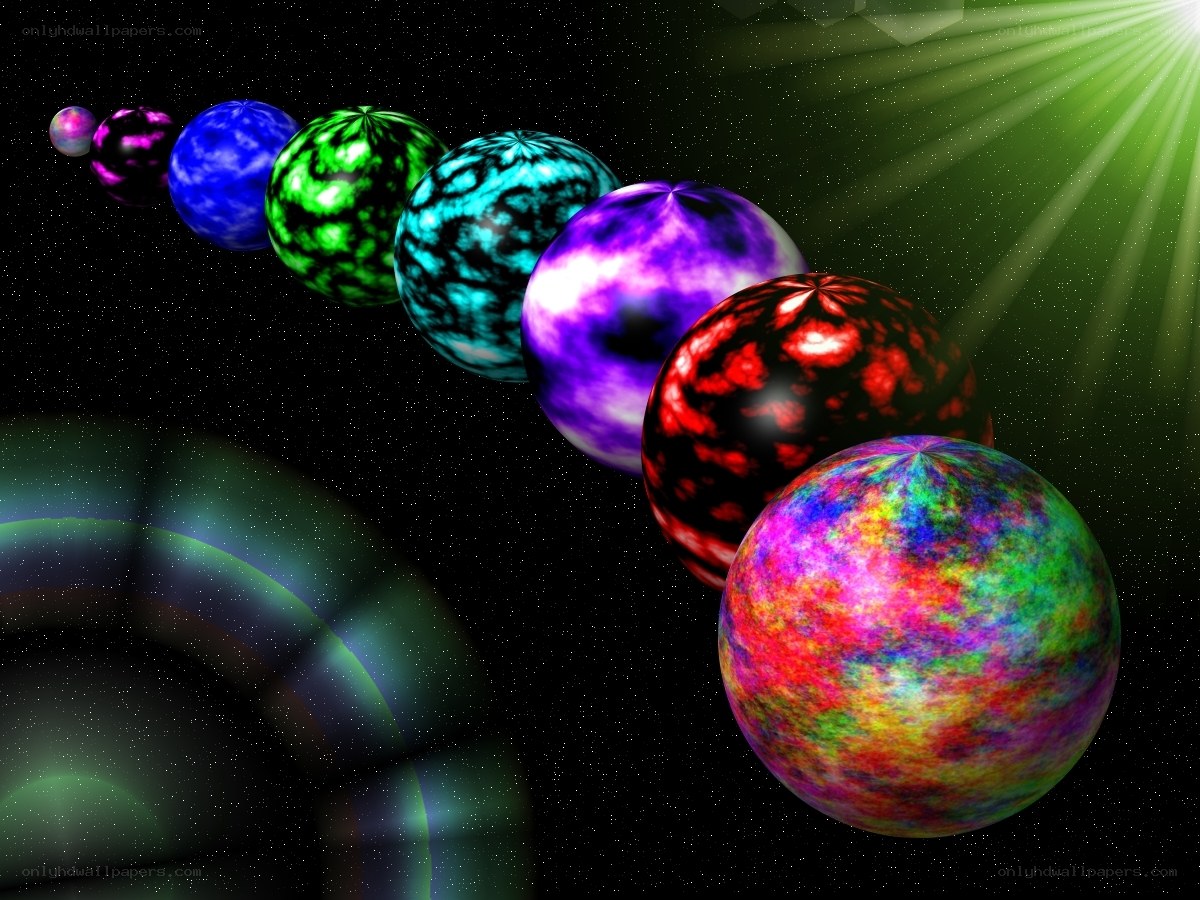 Colorful planets in space