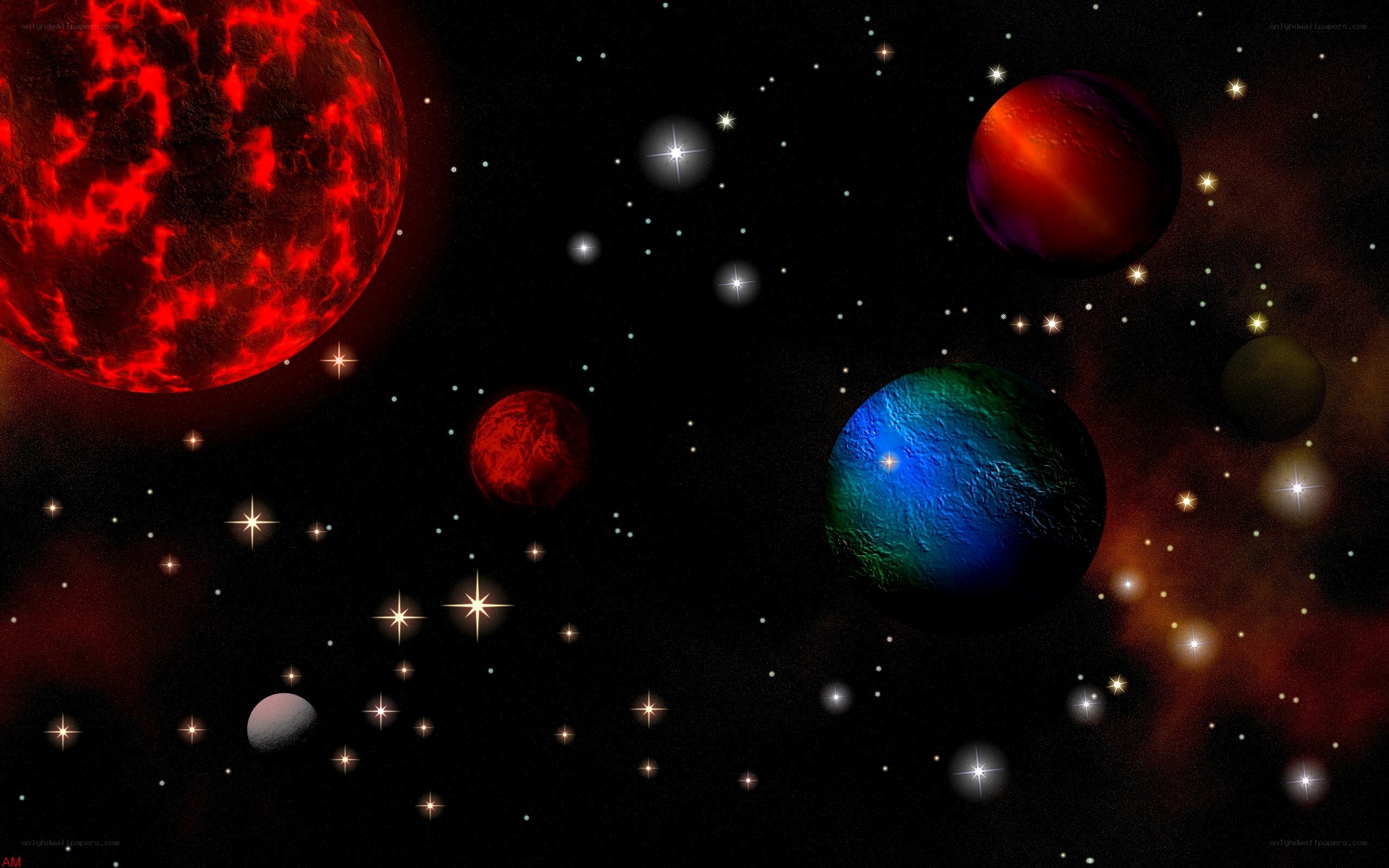 colorful planets in space