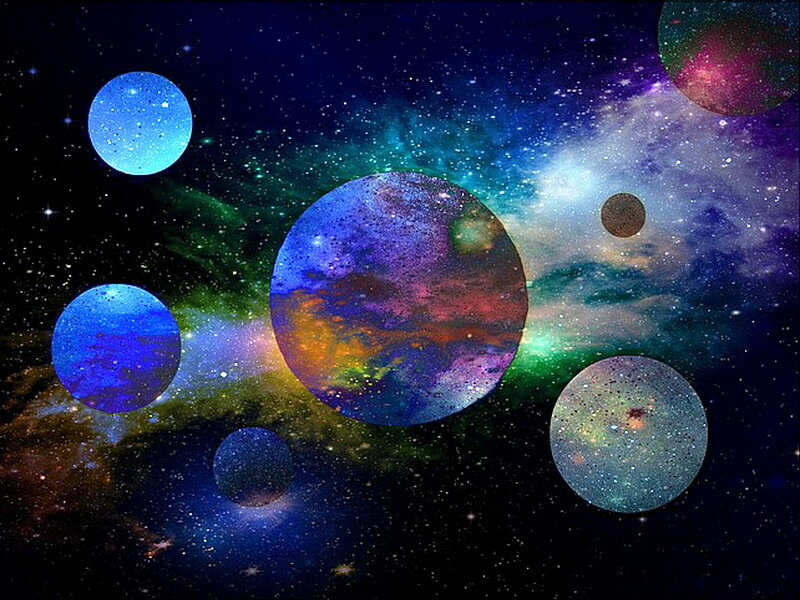 Colorful Planets in Space — Blue