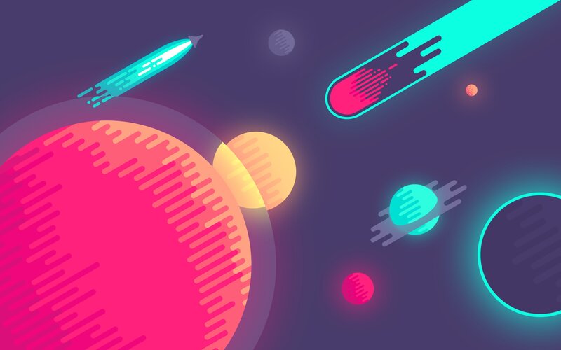 Colorful Planets in Space — Pink