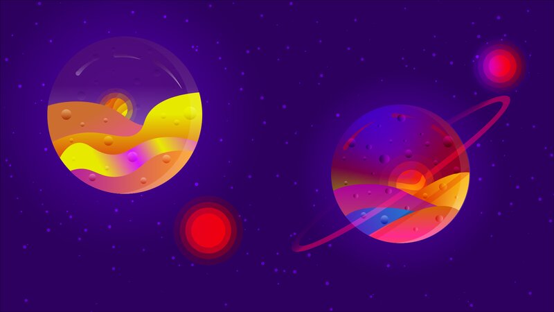 Colorful Planets in Space — Purple, Cosmic, Night