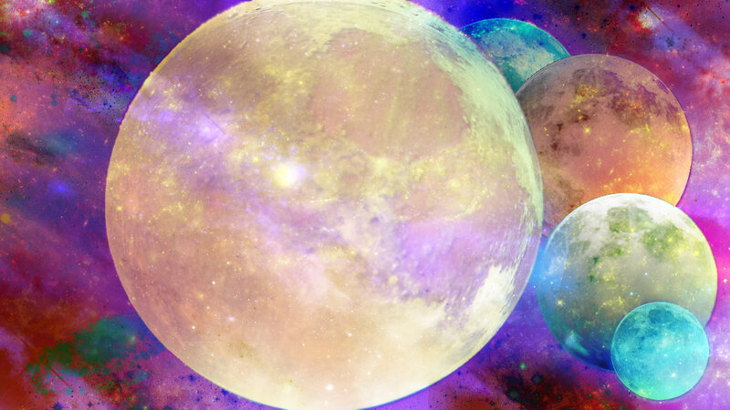 Colorful Planets in Space — Purple