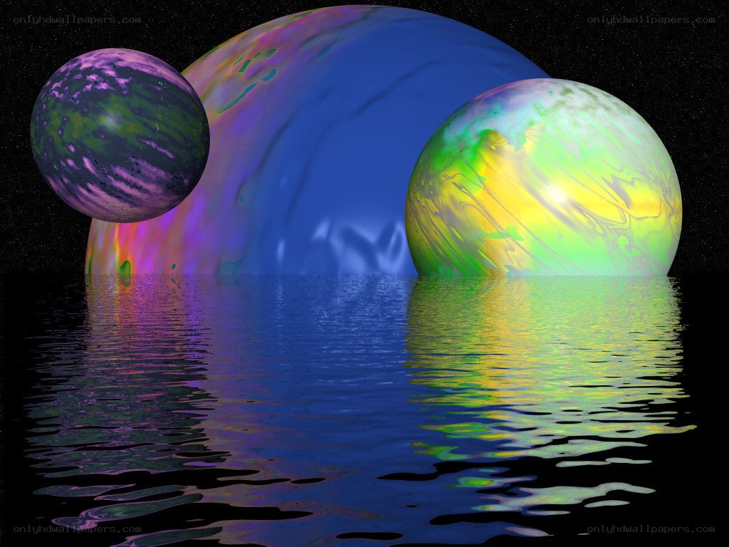 Colorful planets in water