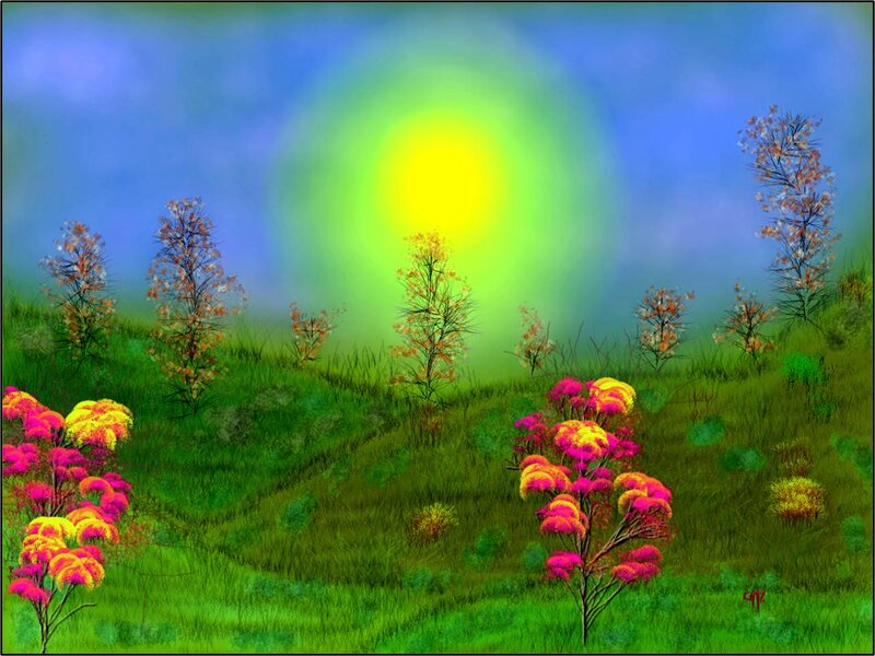 Colorful Plants on Hill