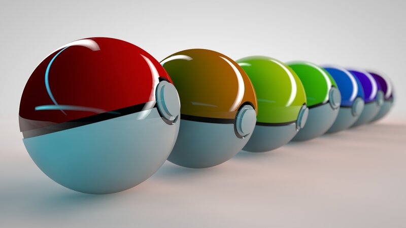 Colorful Poké Balls in a Row