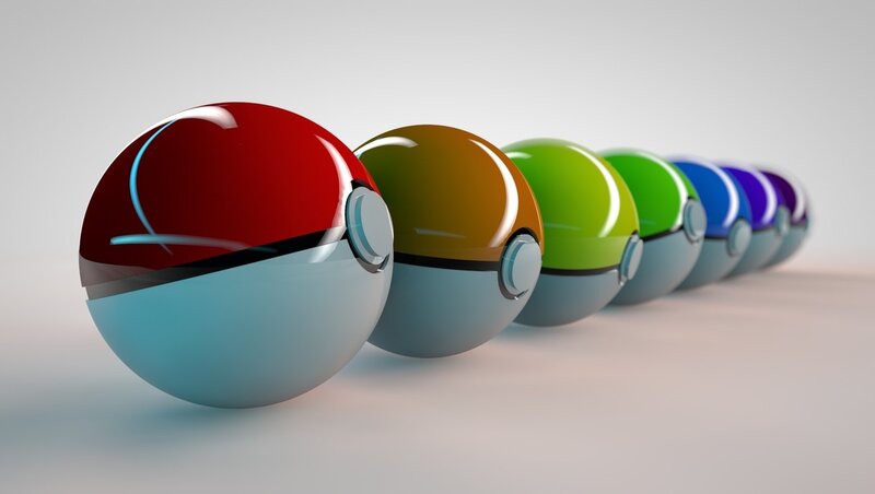 Colorful Pokeballs in Line