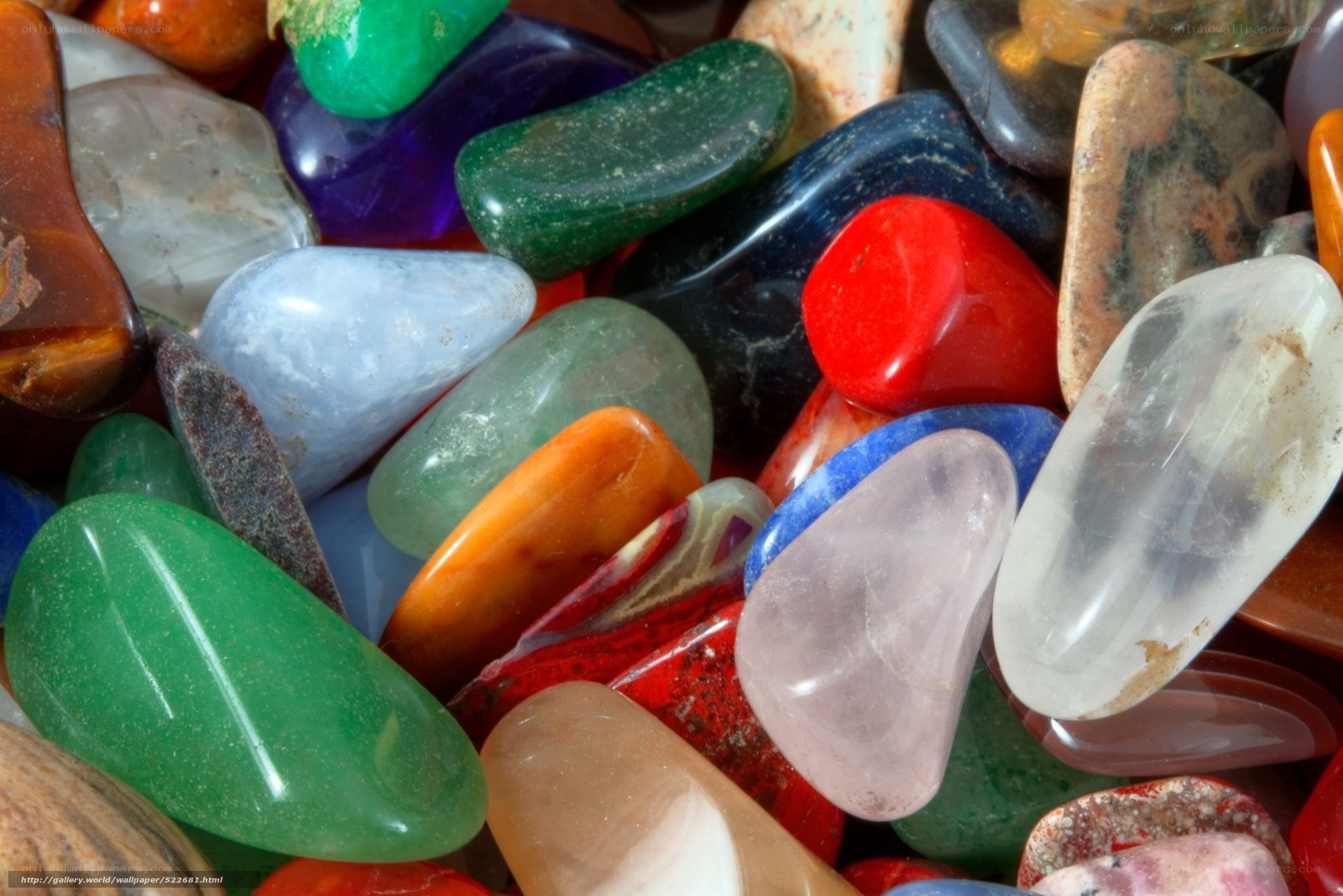 Colorful polished gemstones
