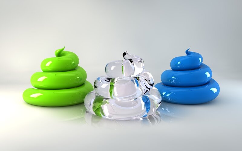 Colorful poop sculptures