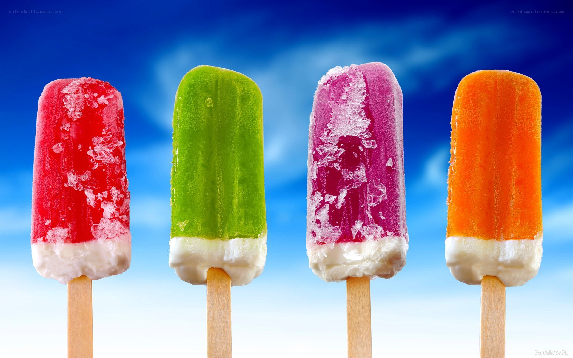 Colorful popsicles on sticks