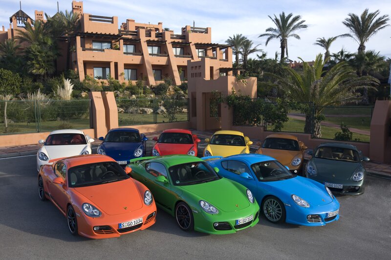 Colorful Porsche Cayman lineup