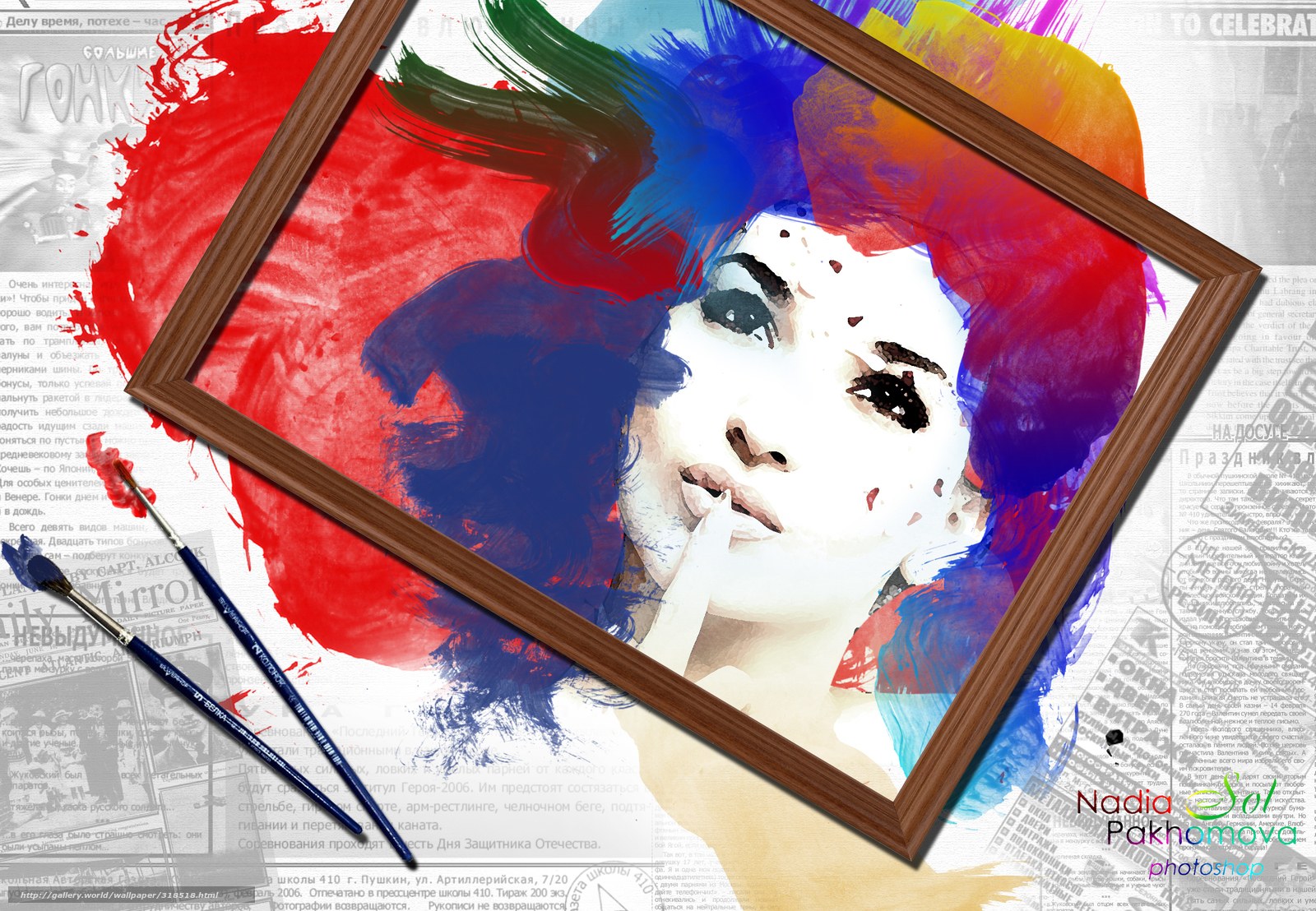 Colorful portrait in a frame