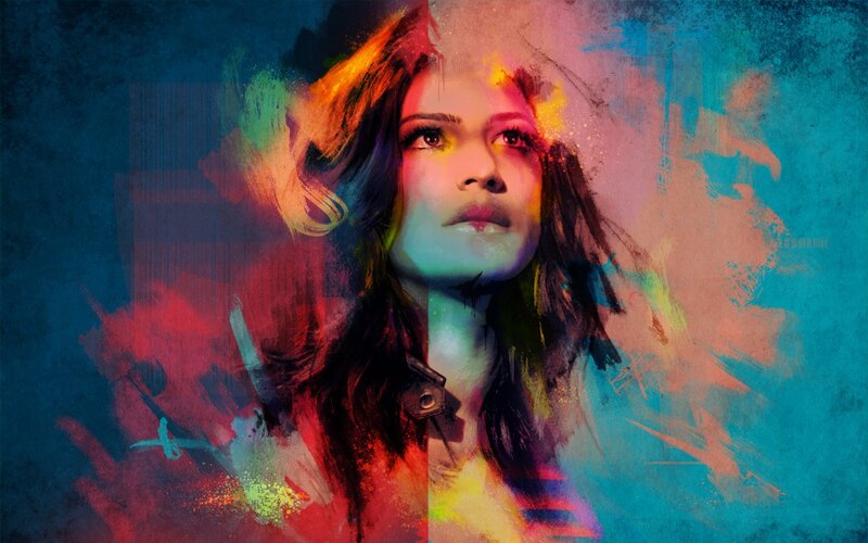 colorful portrait of a woman