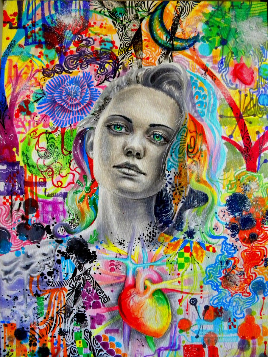 colorful portrait with heart