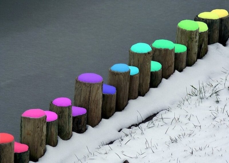 Colorful Posts in Snow
