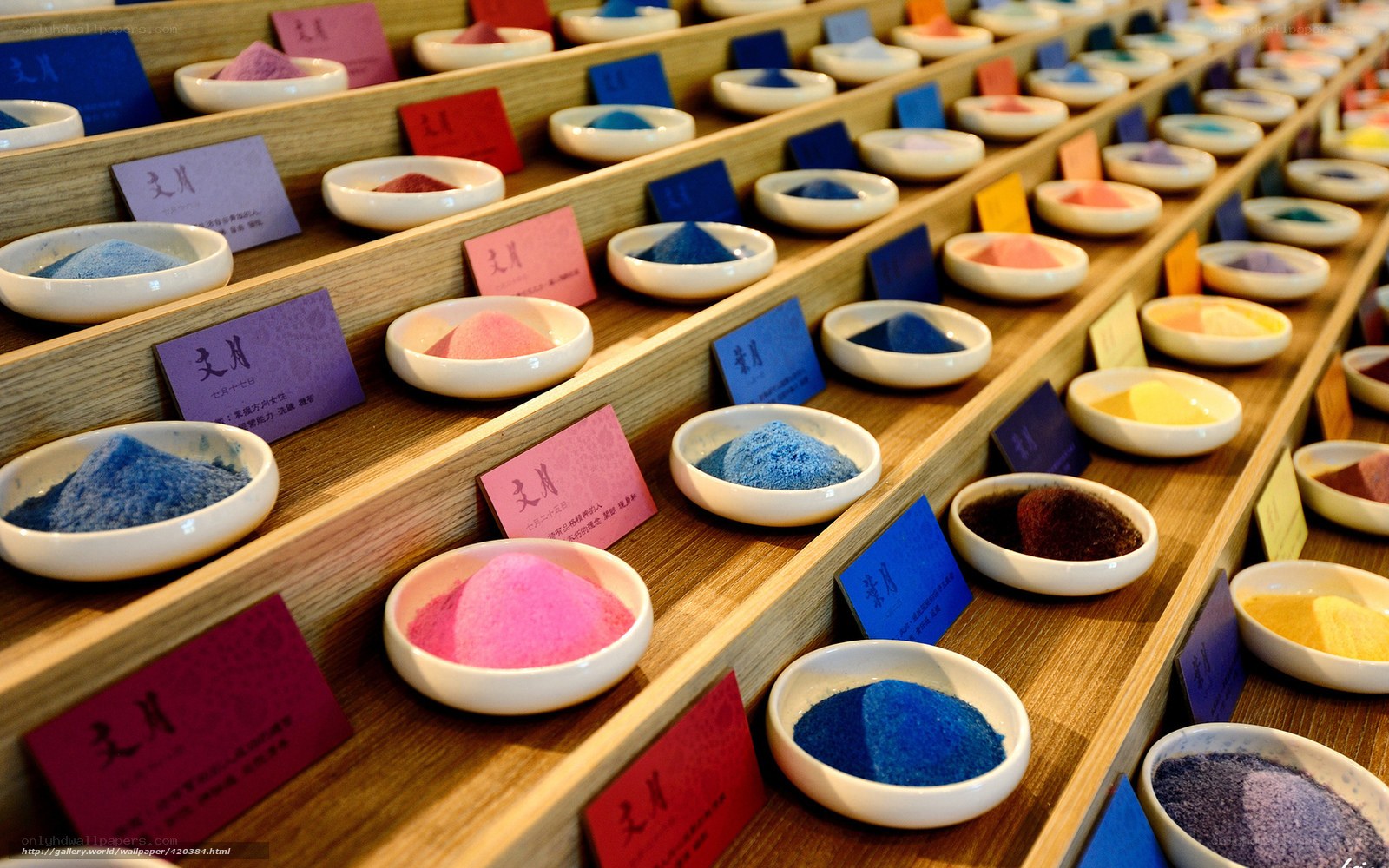 Colorful powders in display