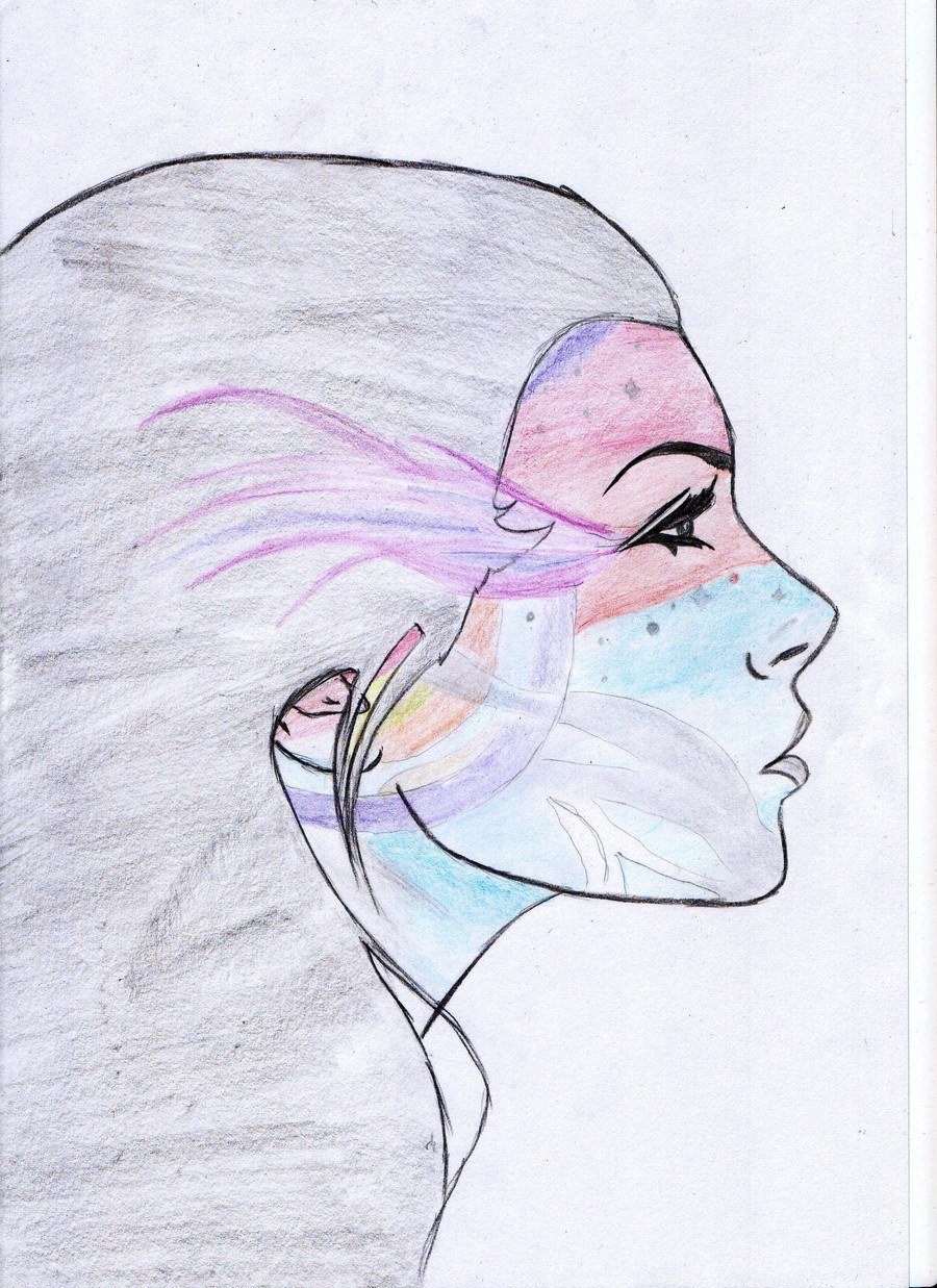 colorful profile sketch