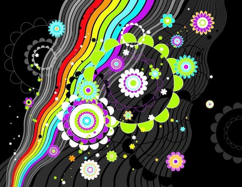 colorful psychedelic flower art